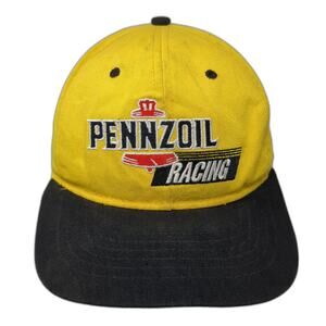 Pennzoil Racing Snapback Cap Yellow One Size Adjustable Embroidered Vented Holes